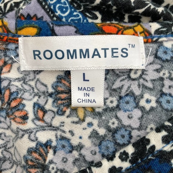 Roommates Boho Flowy Mixed Floral Print Lace Ruffle Bell Sleeve Tops - Picture 9 of 16